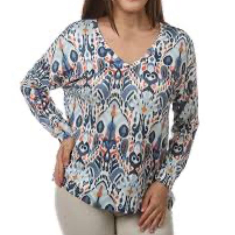 Tribal printed drop shoulder top Size Petite L